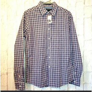 21 MEN NWT Plaid Button-Down Shirt Blue Pink White Small
